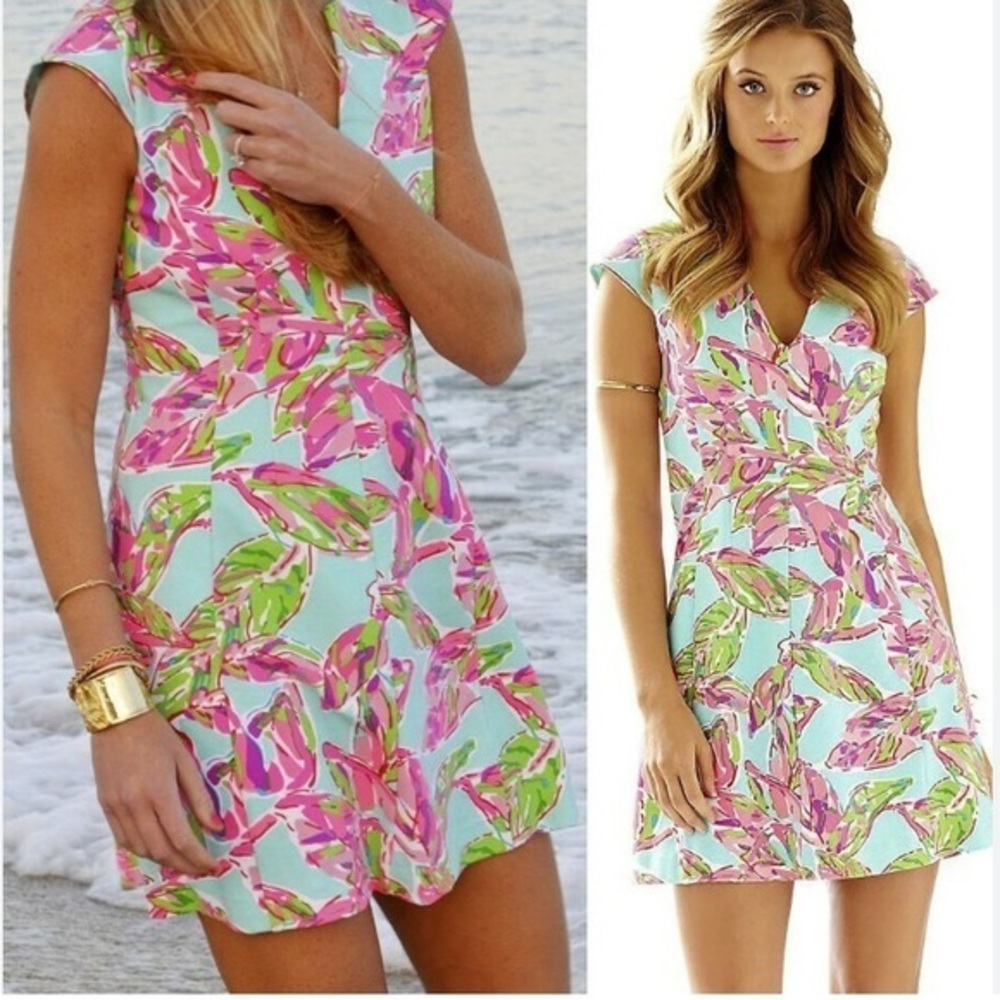 Lilly Pulitzer Briella Multicolor In The Vias Fit & Flare V-Neck Dress Small